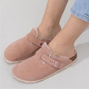 Birkenstock - Women's, Boston Clogs, Shearling, Soft Pink, Suede, Size 36 (5.5)